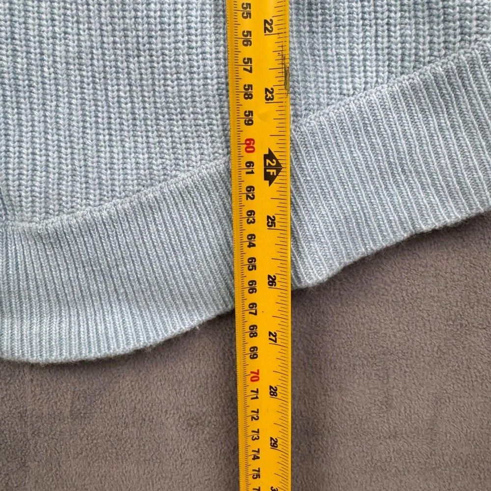 J. Crew Light‎ Blue Waffle Knit Merino Wool Blend Crew Neck Sweater Small